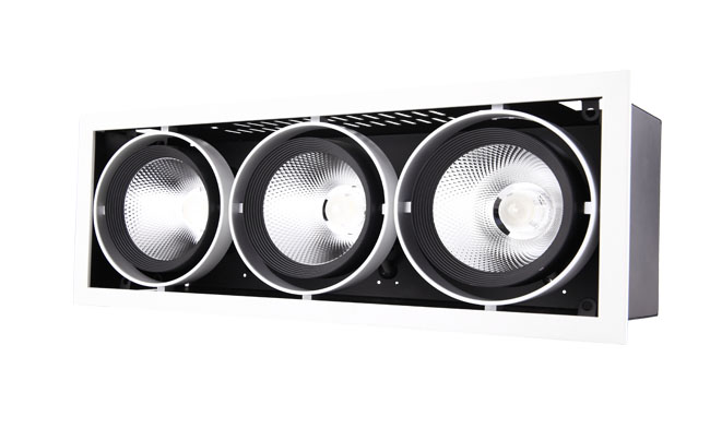 G12系列45W 三頭COB格柵射燈 開孔尺寸390x140mm G12系列45W 三頭COB格柵射燈 開孔尺寸390x140mm